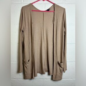Aeropostale Woman’s Lightweight Ribbed Thin Knit Casual Tan Cardigan Size Medium